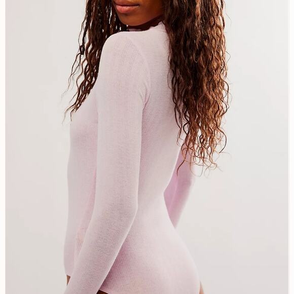 NEW Free People Intimately Pink Weekend Vibe Mockneck Long Sleeve Bodysuit - Picture 3 of 11